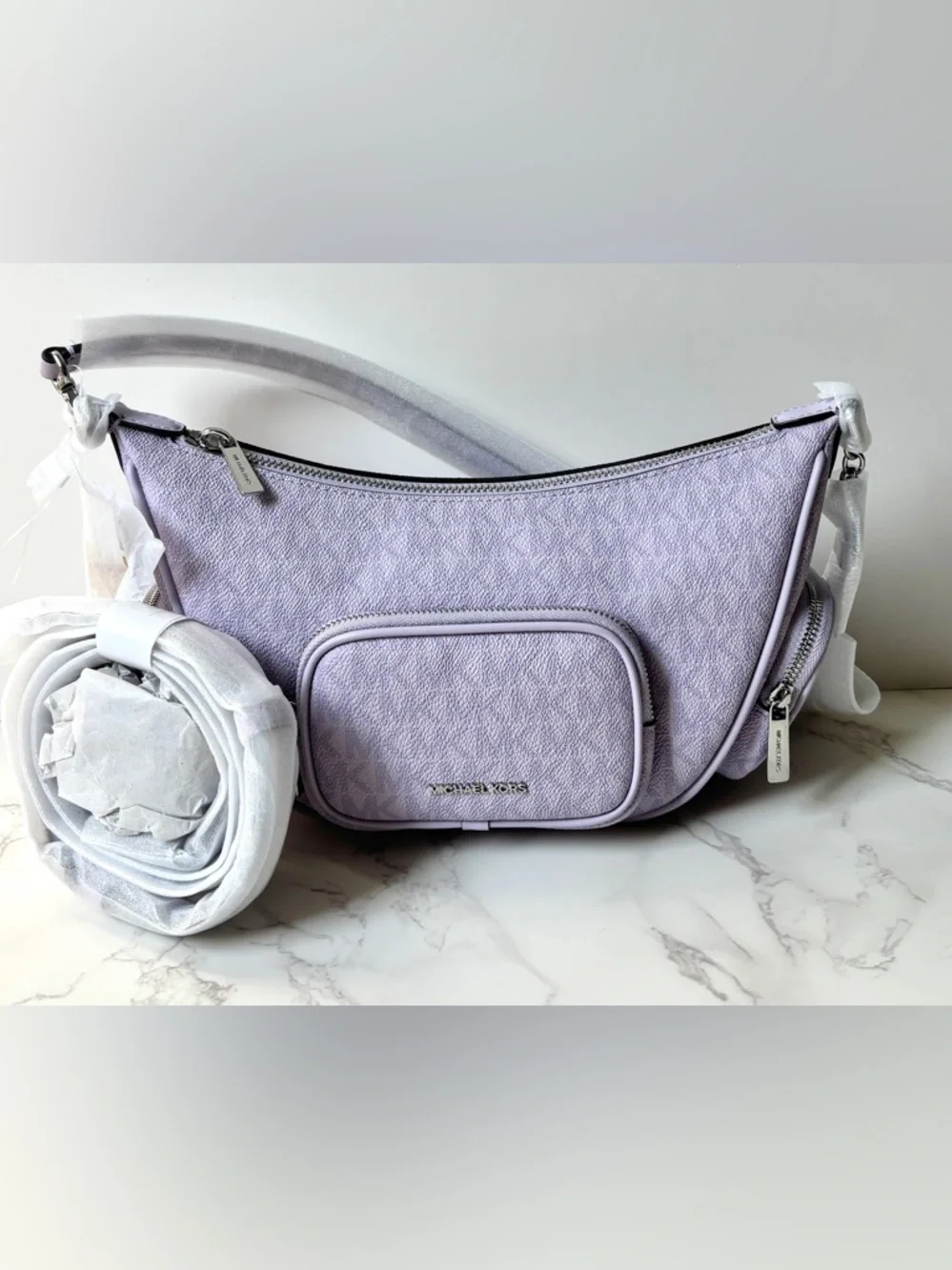 New Michael Kors Merritt Small Logo Convertible Shoulder Crossbody Bag Purple